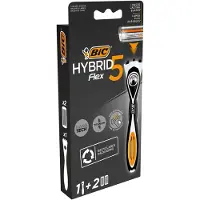 BIC Hybrid 5 Flex raketillbehör med Nano-Tech Titanium (3-del set) med 5-blad patroner