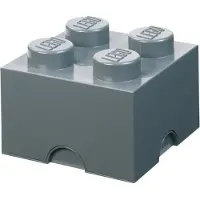 LEGO Förvaringslåda - 4 Knoppar - 25x25x18 - Mörkgrå - - One Size - Låda