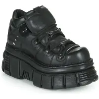 New rock 106N-S52 TOWER SHOES Metallic Svart Läder Biker Punk Gothic Boots