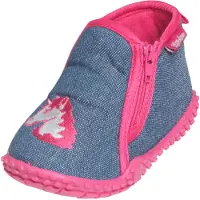 Playshoes Innesko 'Einhorn' blå denim / mörkrosa