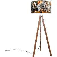 QAZQA Golvlampa svart skärm påfågeldesign röd 40 cm - Simplo