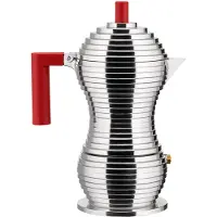 Alessi Pulcina Espressobryggare 3 koppar Aluminium/Röd