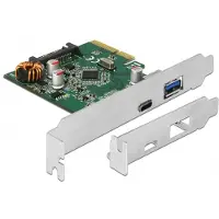 DeLOCK - USB-adapter - PCIe 3.0 x4 låg profil - USB-C 3.1 Gen 2 x 1 + USB 3.1 Gen 2 x 1