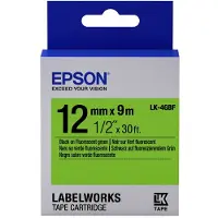 Epson LK-4GBF | svart text - fluorescerande grön tejp | 12mm (original)