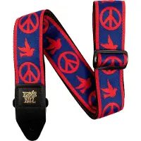 Ernie Ball Classic Jacquard Gitarrband i textil Red & Blue Peace Love Dove