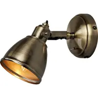 Markslöjd Vägglampa FJÄLLBACKA, dimbar, Brun / mässing, Vardagsrum / matsal, Metall, Antik, Vägglampa, vägglampa inomhus