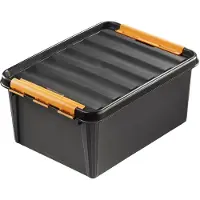 Orthex Förvaringslåda med lock 31L, SmartStore Pro, Svart/orange