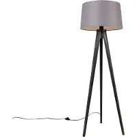 QAZQA Stativ svart med linneskärm taupe 45 cm - Tripod Classic