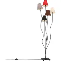 QAZQA Design golvlampa svart med tygskärmar 5-ljus - Melis
