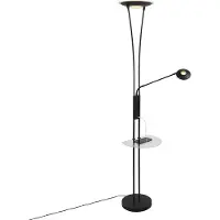 QAZQA Golvlampa svart med läsarm inkl LED och USB-uttag - Sevilla