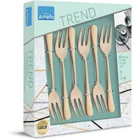 Amefa Austin 1410 six pastry forks, matt gold