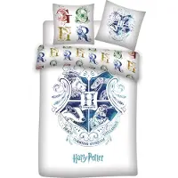 Licens Harry Potter sängkläder - 100% bomull - Barnsängkläder 140x200 cm - Hogwarts vapensköld - Blå