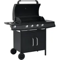 vidaXL Gasolgrill 4+1 kokzoner svart