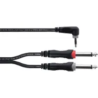 Cordial 14868 Audio Y-adapter [1x Teleplugg 3.5 mm - 2x Teleplugg: 6,3 mm (mono)] 3 m Svart PVC-mantel, Tvillingkabel