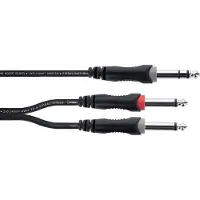 Cordial 14879 Teleplugg Audio Y-adapter [1x Teleplugg 6,3 mm (stereo) - 2x Teleplugg: 6,3 mm (mono)] 5 m Svart PVC-mantel, Tvillingkabel