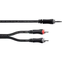 Cordial 14857 Teleplugg / RCA Audio Y-adapter [1x Teleplugg 3.5 mm - 2x RCA-hane] 5 m Svart PVC-mantel, Tvillingkabel