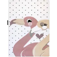 Rugsx Matta PETIT FLAMINGOS flamingor, hjärtan grädde 80x150 cm