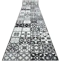 Rugsx Löpare anti-halk AZULEJO PATCHWORK, LISBONPLATTER grå / svart 80x170 cm