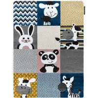 Rugsx Matta PETIT ZOO ANIMALS grädde / grå 180x270 cm