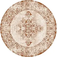 FRAAI Rund vintage matta | Spring Ethnic gräddvit/terrakotta | Ø 100 cm | Polypropen | | Rund | Låg lugg