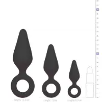 EasyToys - analpluggsset med ring - 3 delar - svart
