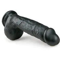 Easytoys Dildo Collection - dildo med sugpropp och pung - svart 22,5 cm