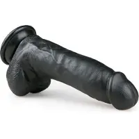 EasyToys - dildo med sugkopp och pung - svart 20 cm