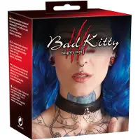 Bad Kitty - halsband - justerbart läder svart