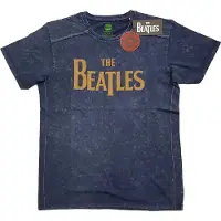 Ginza.se The Beatles: Unisex T-Shirt/Drop T Logo Snow Wash (Navy Blue) (Wash Collection) (Small)
