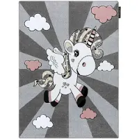 Rugsx Matta PETIT UNICORN ENHÖRNING grå 80x150 cm