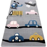 Rugsx Matta PETIT TOYS bilars grå 140x190 cm