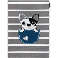 Rugsx Matta PETIT BULLDOG hund grå 140x190 cm