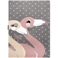 Rugsx Matta PETIT FLAMINGOS HEARTS grå 80x150 cm