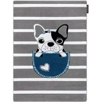 Rugsx Matta PETIT BULLDOG hund grå 180x270 cm