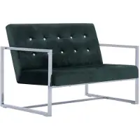 vidaXL 2-sits soffa med armstöd Mörkgrön krom och sammet
