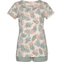 LASCANA Kort pyjamas kräm / rökblå / lax