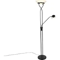 QAZQA Golvlampa svart inkl. LED och dimmer med läslampa Dim to Warm - Empoli