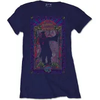 Ginza.se Janis Joplin: Ladies T-Shirt/Paisley & Flowers Frame (Navy Blue) (Soft Hand Inks) (X-Large)