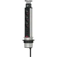 Brennenstuhl Tower Power USB-Charger Desktop Extension Socket - Effektband - utgångskontakter: 3 - 2 m sladd - svart, aluminium