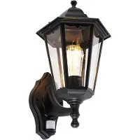 QAZQA Utomhusvägglampa svart med rörelsesensor - Havana IP44