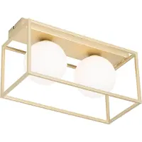 QAZQA Design taklampa guld med vitt glas 2-ljus - Aniek