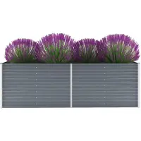 vidaXL Odlingslåda upphöjd galvaniserat stål 240x80x77 cm grå
