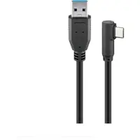 Pro USB-C-kabel med vinkel 3m - USB-C/USB-A - Svart