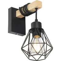 QAZQA Smart vägglampa svart med trä inkl. WiFi A60 - Chon