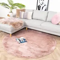 NATURL. Rund fluffig matta | Comfy Supreme rosa hos Volero | Ø 200 cm | Polyester | Enfärgad | Rund | Hög lugg