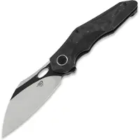 Bestech Nogard - Blackwash + Satin - Black Red Marble CF fällkniv, svart