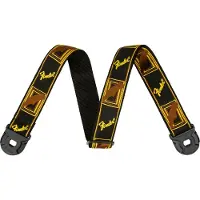 Fender Quickgrip Säkert Gitarrrem, 2 tum, Monogram Svart/Gul/Brown