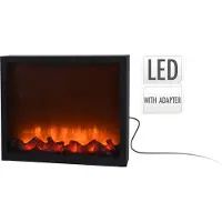 Huismerk led elektrisk eldstad för elnät imitation eld svart metall 41x25 cm