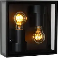 Lucide Utomhusvägglampa Dukan IP65, 2 lampor Dukan, dimbar, Svart, Aluminium / grå / zink, Modern, Taklampa