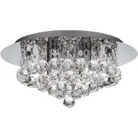 Searchlight Kristall taklampa Hanna, dimbar, Förkromad / silver, Vardagsrum / matsal, Metall, Taklampa